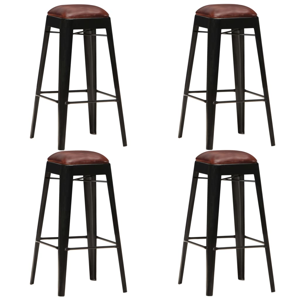 8719883818290_a_en_hd_1 vidaXL Bar Stools 4 pcs Black Real Leather - Image 1