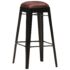 vidaXL Bar Stools 4 pcs Black Real Leather - Image 2
