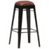 vidaXL Bar Stools 4 pcs Black Real Leather - Image 9
