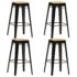 vidaXL Bar Stools 4 pcs Black Solid Mango Wood
