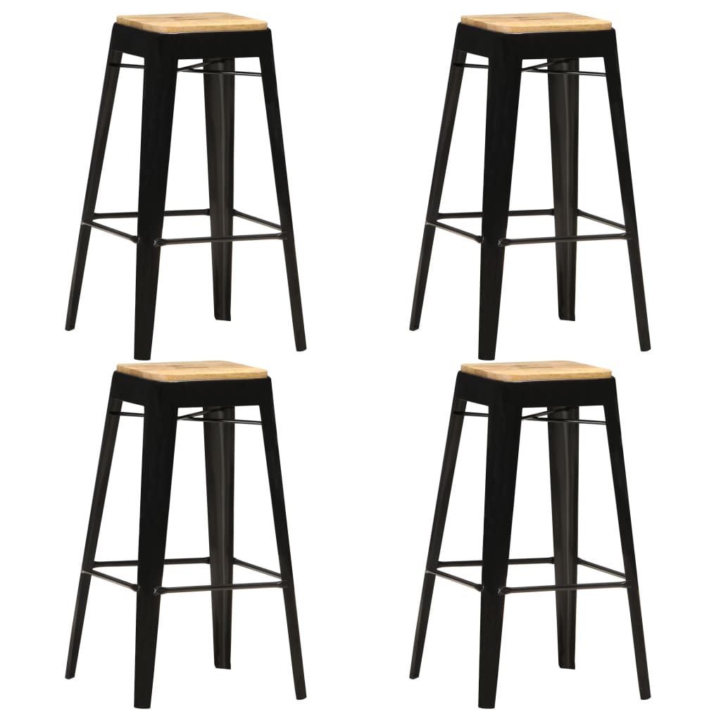 8719883818337_a_en_hd_1 vidaXL Bar Stools 4 pcs Black Solid Mango Wood - Image 1