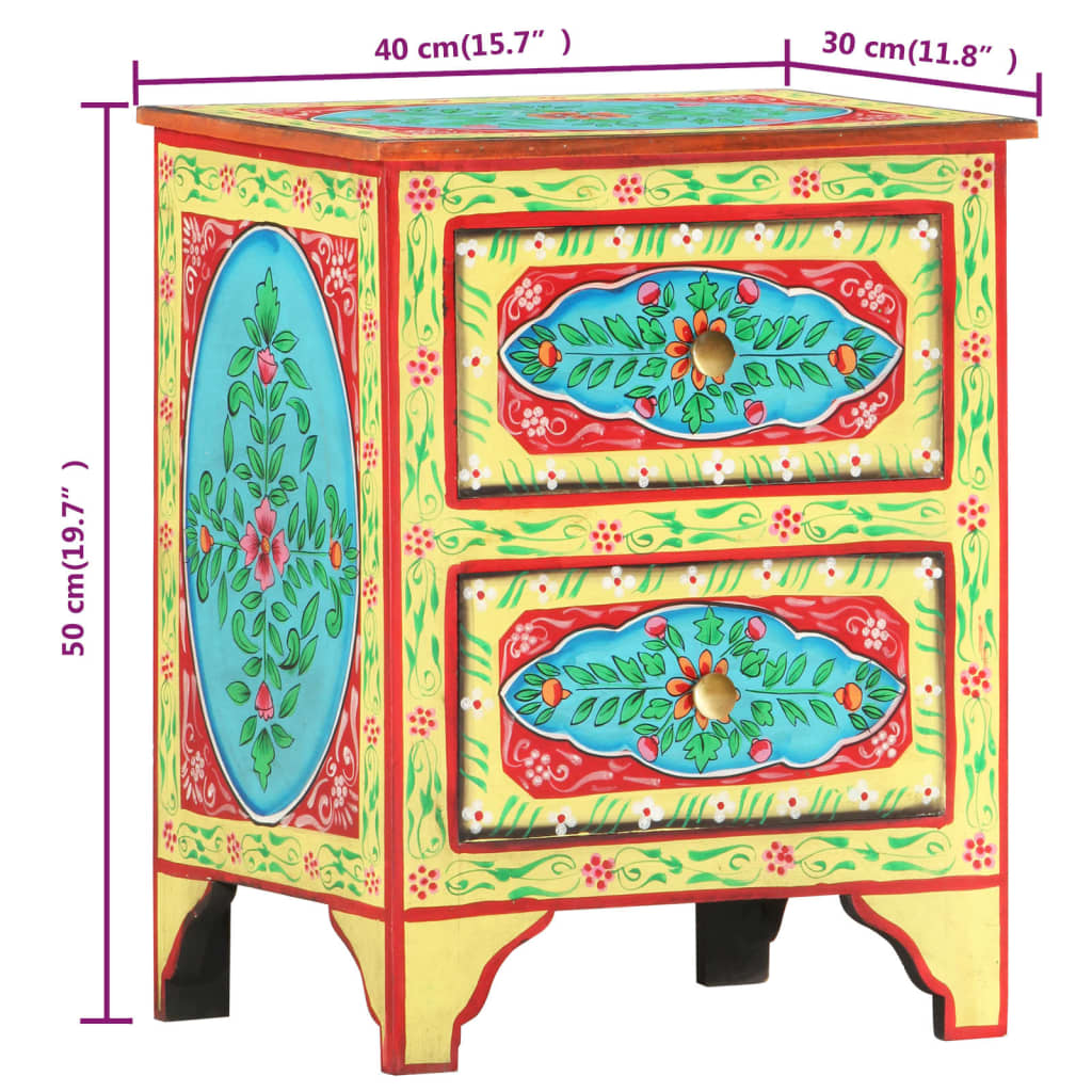 8719883818566_g_en_hd_7 vidaXL Hand Painted Bedside Cabinet 40x30x50 cm Solid Mango Wood - Image 8