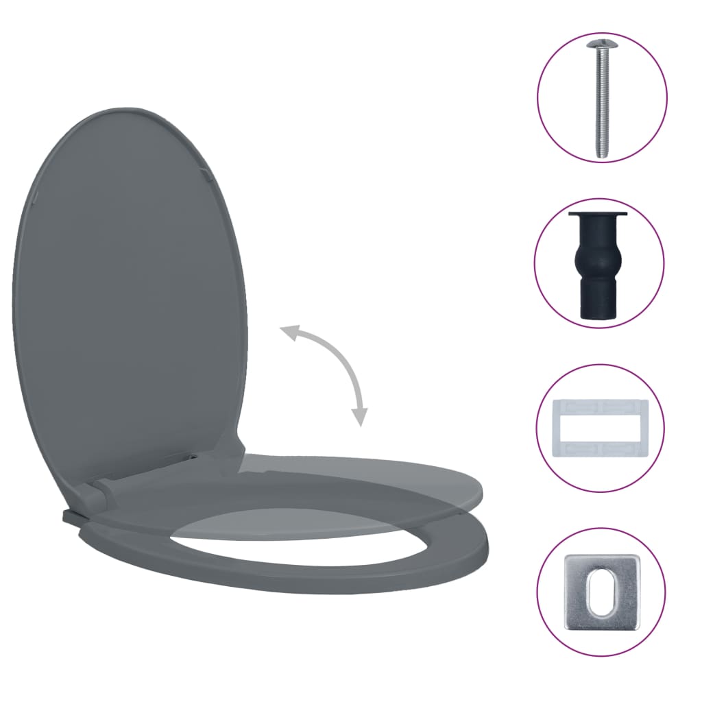 8719883818719_g_en_hd_1 vidaXL Soft-Close Toilet Seat Quick Release Grey Oval - Image 2