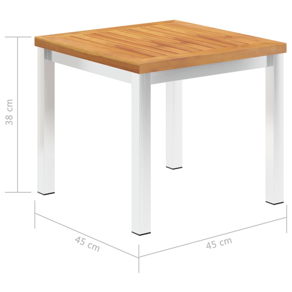 8719883821962_g_en_hd_4 vidaXL Garden Side Table 45x45x38 cm Solid Acacia Wood and Stainless Steel - Image 5