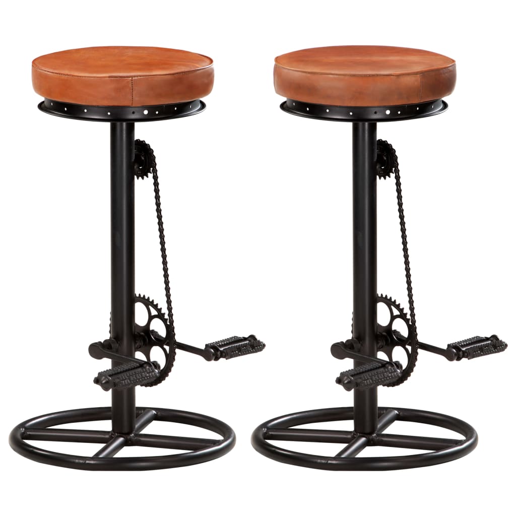 8719883823188_a_en_hd_1 vidaXL Bar Stools 2 pcs Black and Brown Real Goat Leather - Image 1