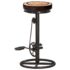 vidaXL Bar Stools with Canvas Print 2 pcs Black and Brown Real Leather - Image 2