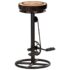 vidaXL Bar Stools with Canvas Print 2 pcs Black and Brown Real Leather - Image 11