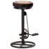vidaXL Bar Stools with Canvas Print 2 pcs Black and Brown Real Leather - Image 12