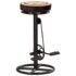 vidaXL Bar Stools with Canvas Print 2 pcs Black and Brown Real Leather - Image 13