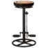 vidaXL Bar Stools with Canvas Print 2 pcs Black and Brown Real Leather - Image 3