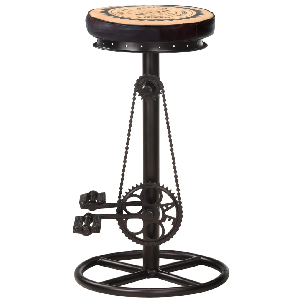 8719883823201_g_en_hd_3 vidaXL Bar Stools with Canvas Print 2 pcs Black and Brown Real Leather - Image 4