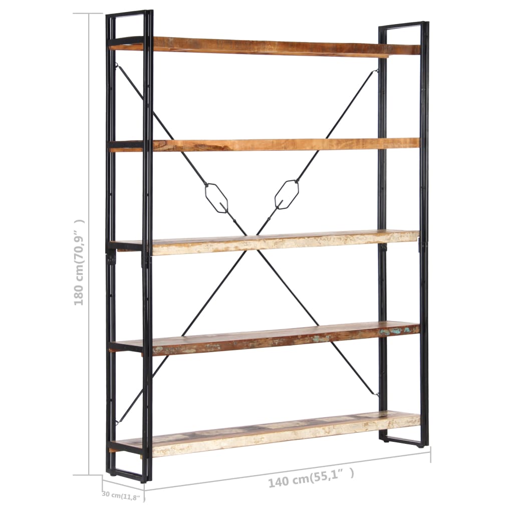 8719883826844_g_en_hd_5 vidaXL 5-Tier Bookcase 140x30x180 cm Solid Reclaimed Wood - Image 7