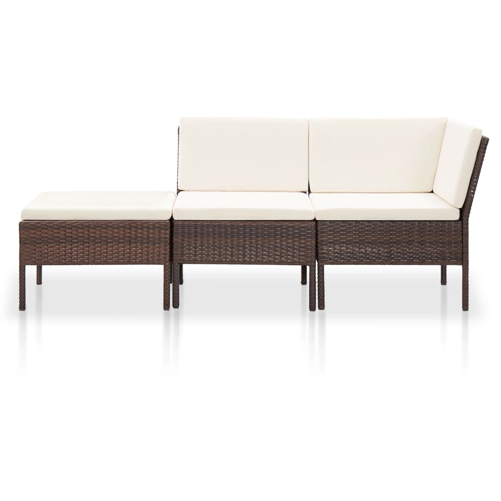 8719883832593_g_en_hd_1 3 Piece Garden Lounge Set with Cushions Poly Rattan Brown - Image 2