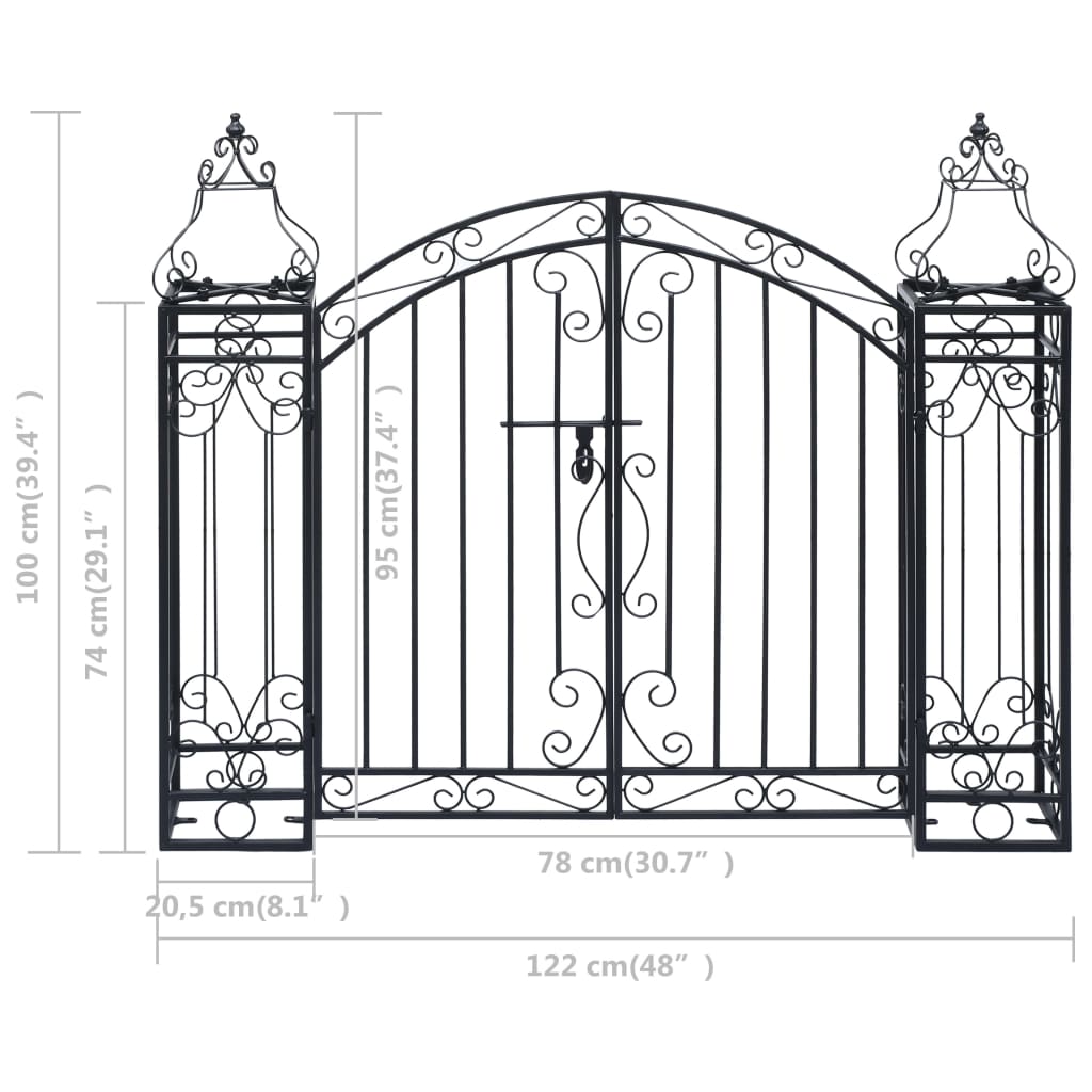 8719883835044_g_en_hd_5 vidaXL Ornamental Garden Gate Wrought Iron 122x20.5x100 cm - Image 6