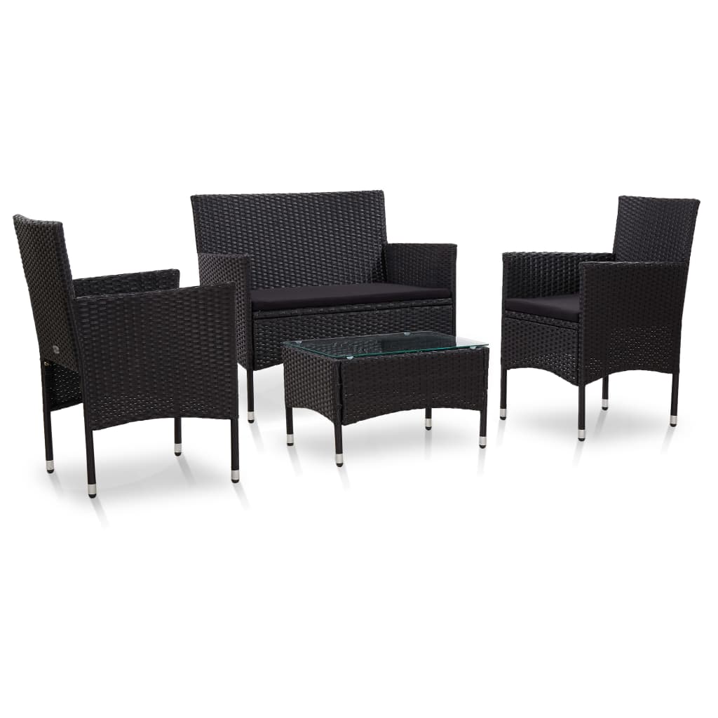 8719883835921_a_en_hd_1 vidaXL 4 Piece Garden Lounge Set with Cushions Poly Rattan Black - Image 1