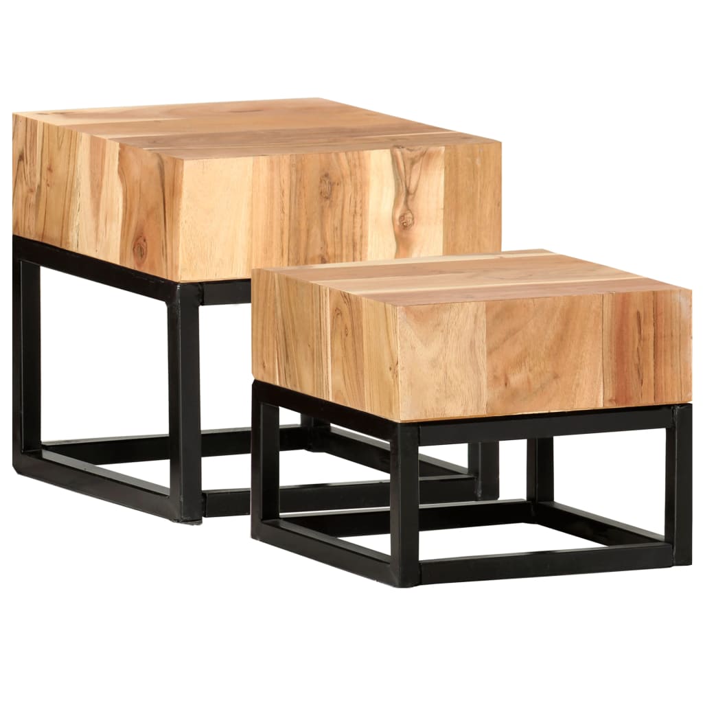 8719883853857_a_en_hd_1 vidaXL Side Tables 2 pcs Solid Acacia Wood - Image 1