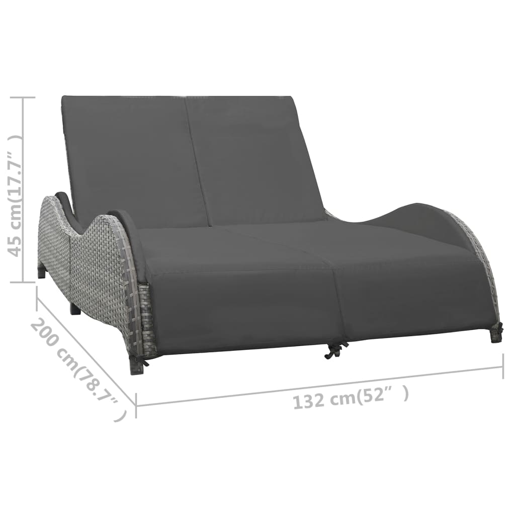 8719883854595_g_en_hd_4 vidaXL Double Sun Lounger with Cushion Poly Rattan Anthracite - Image 5