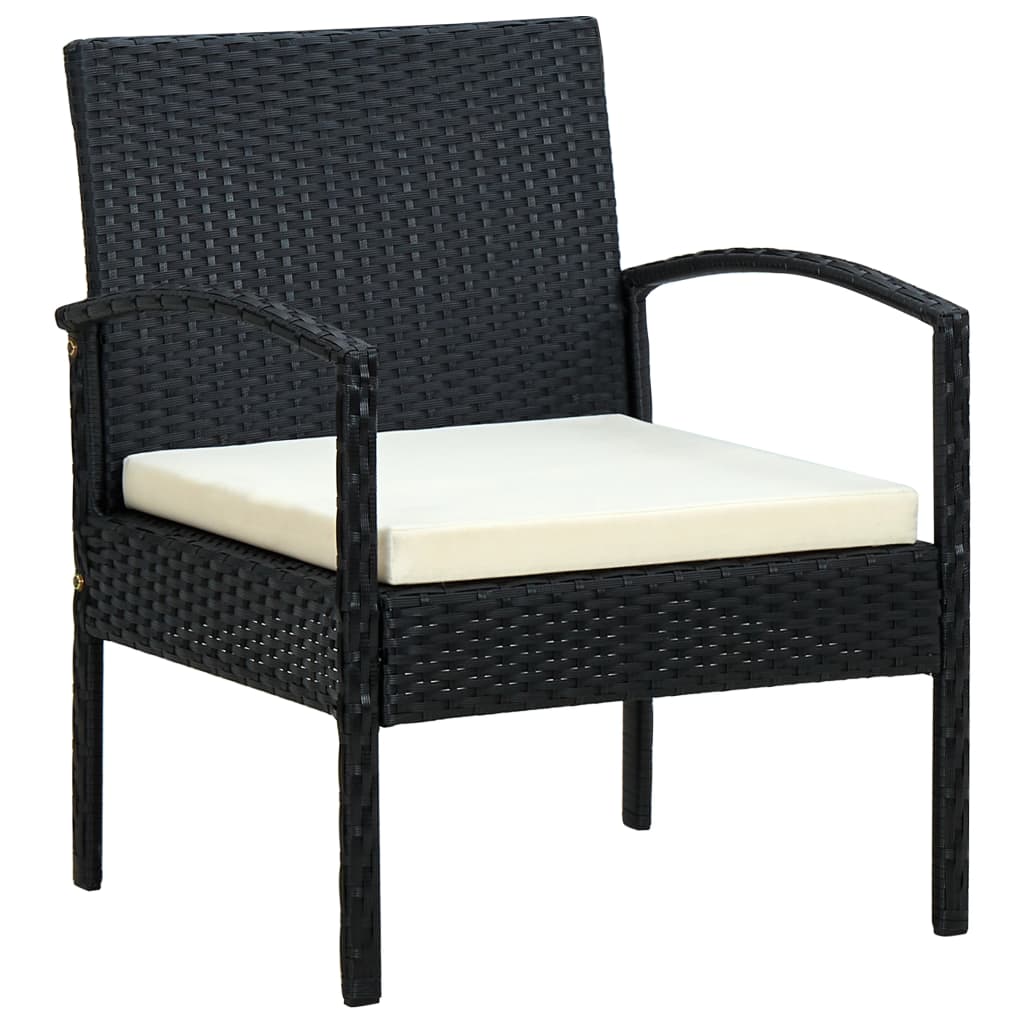 vidaXL Garden Chair with Cushion Poly Rattan Black