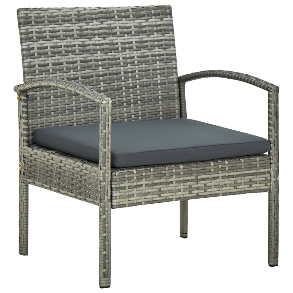 vidaXL Garden Chair with Cushion Poly Rattan Grey