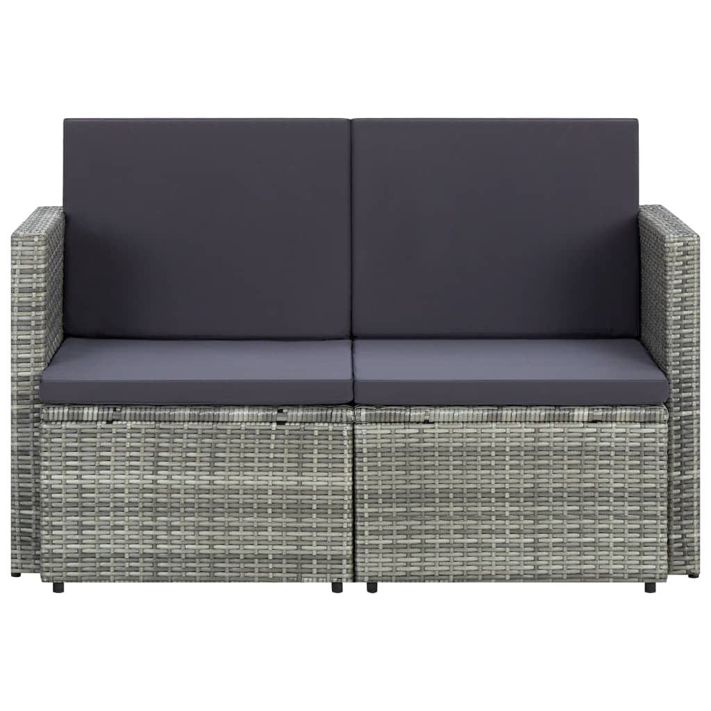 8719883860473_g_en_hd_1 vidaXL 2 Seater Garden Sofa with Cushions Grey Poly Rattan - Image 2