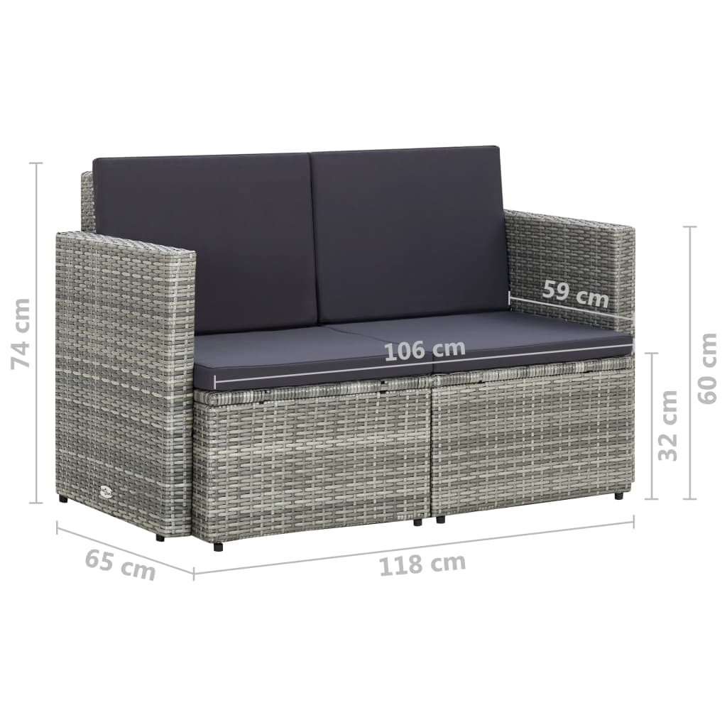 8719883860473_g_en_hd_6 vidaXL 2 Seater Garden Sofa with Cushions Grey Poly Rattan - Image 7