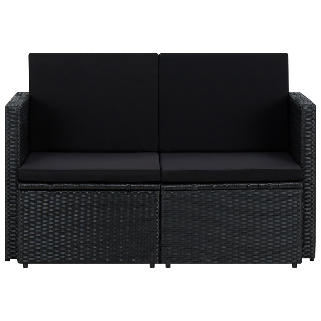 8719883860480_g_en_hd_1 vidaXL 2 Seater Garden Sofa with Cushions Black Poly Rattan - Image 2