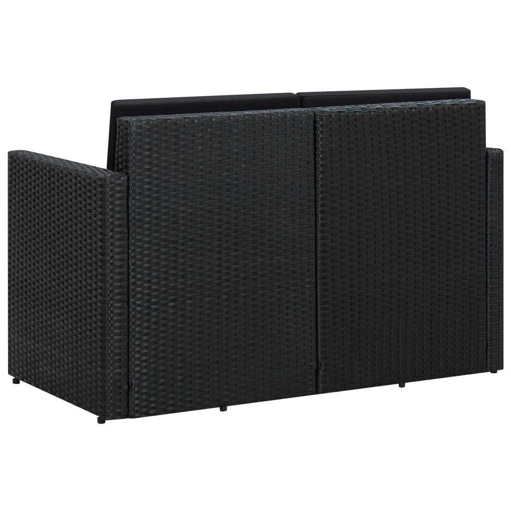 8719883860480_g_en_hd_3 vidaXL 2 Seater Garden Sofa with Cushions Black Poly Rattan - Image 4