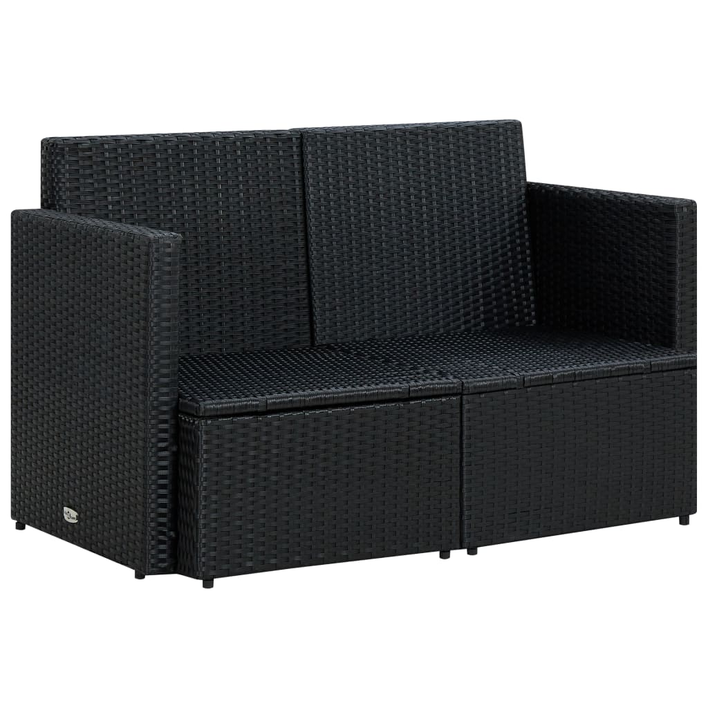 8719883860480_g_en_hd_4 vidaXL 2 Seater Garden Sofa with Cushions Black Poly Rattan - Image 5