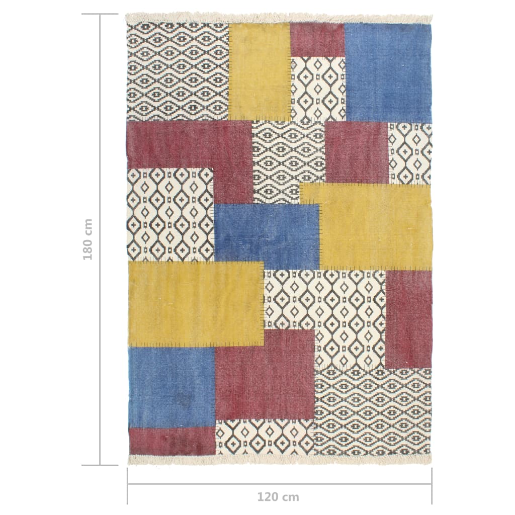 8719883867069_g_en_hd_5 vidaXL Handwoven Kilim Rug Cotton 120x180 cm Printed Multicolour - Image 6