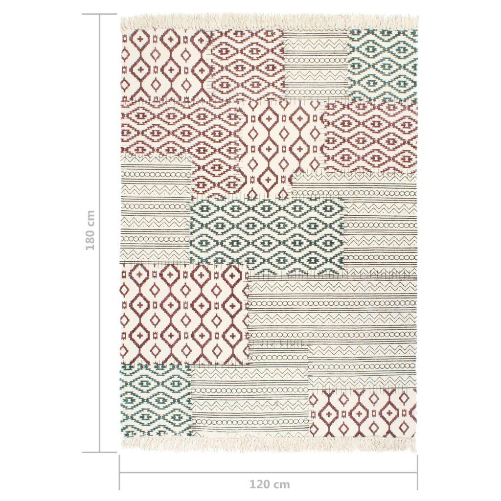 8719883867090_g_en_hd_5 vidaXL Handwoven Kilim Rug Cotton 120x180 cm Printed Multicolour - Image 6