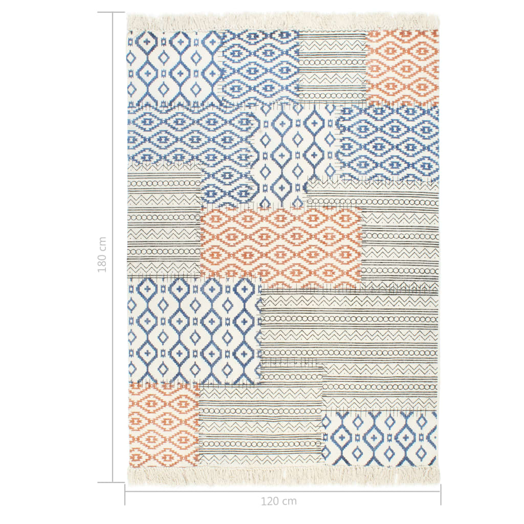 8719883867120_g_en_hd_5 vidaXL Handwoven Kilim Rug Cotton 120x180 cm Printed Multicolour - Image 6