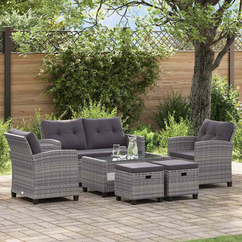 8719883867977_m_en_hd_1 vidaXL 6 Piece Garden Sofa Set with Cushions Poly Rattan Dark Grey - Image 1