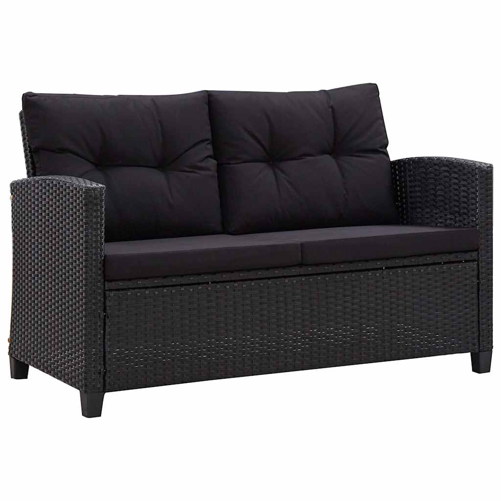 8719883868004_a_en_hd_1 vidaXL 2-Seater Garden Sofa with Cushions Black 124 cm Poly Rattan - Image 2