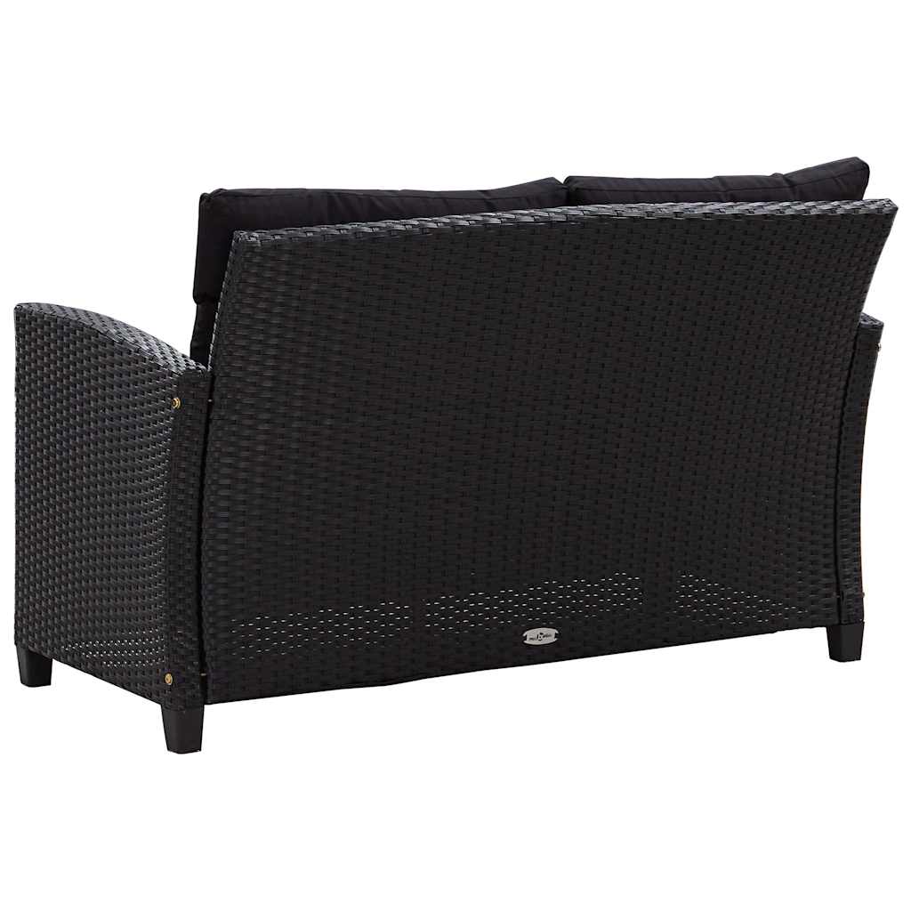 8719883868004_g_en_hd_2 vidaXL 2-Seater Garden Sofa with Cushions Black 124 cm Poly Rattan - Image 4