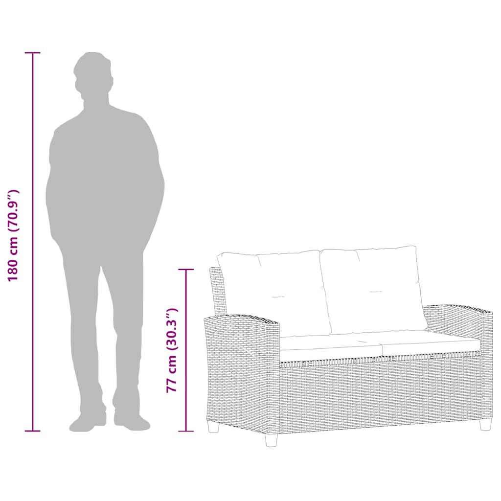 8719883868004_g_en_hd_6 vidaXL 2-Seater Garden Sofa with Cushions Black 124 cm Poly Rattan - Image 8