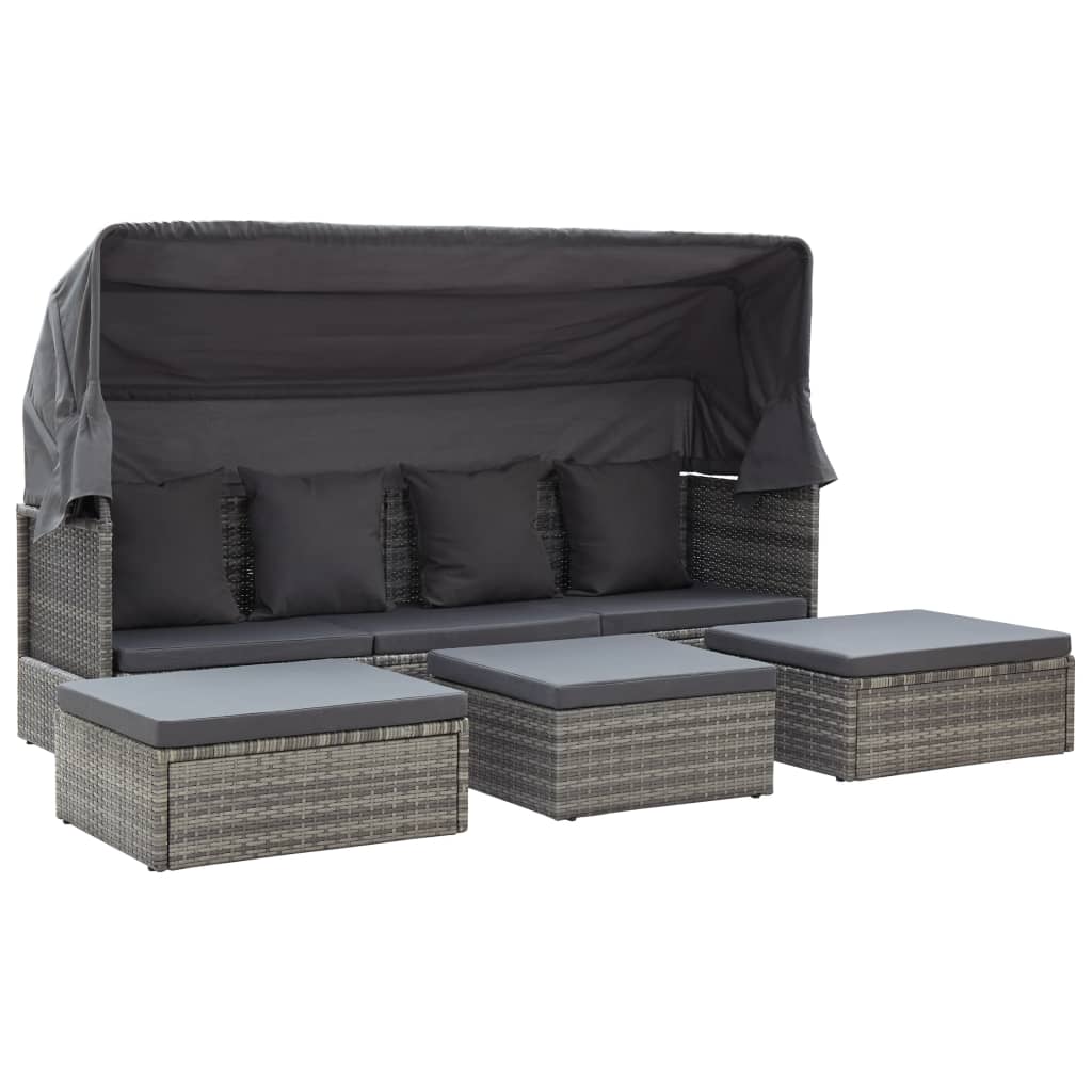 8719883868028_g_en_hd_1 vidaXL Garden Lounge Bed with Roof Mixed Grey Poly Rattan - Image 2