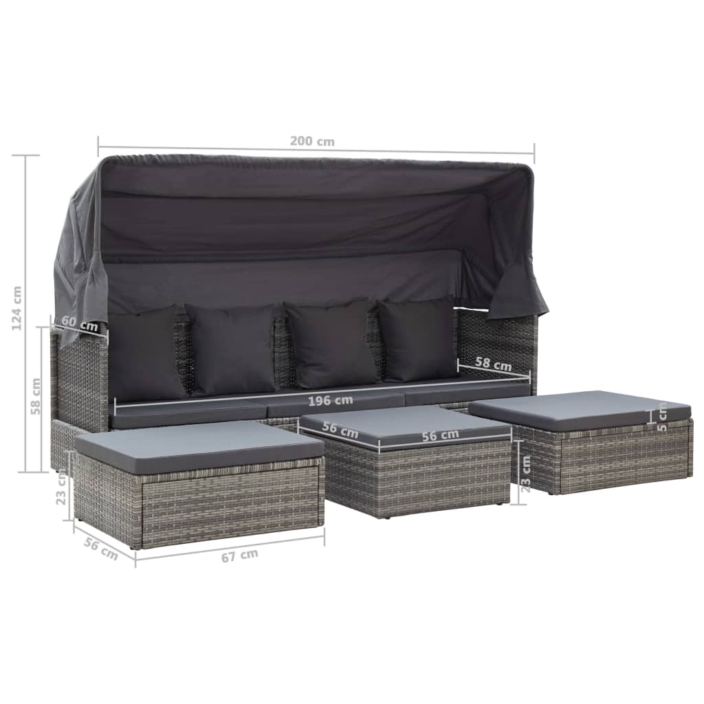 8719883868028_g_en_hd_11 vidaXL Garden Lounge Bed with Roof Mixed Grey Poly Rattan - Image 12
