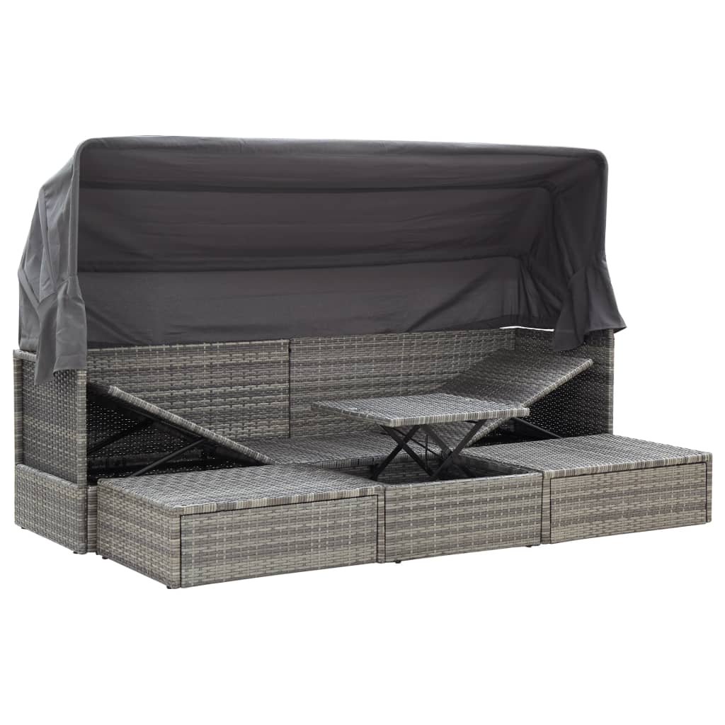 8719883868028_g_en_hd_2 vidaXL Garden Lounge Bed with Roof Mixed Grey Poly Rattan - Image 3