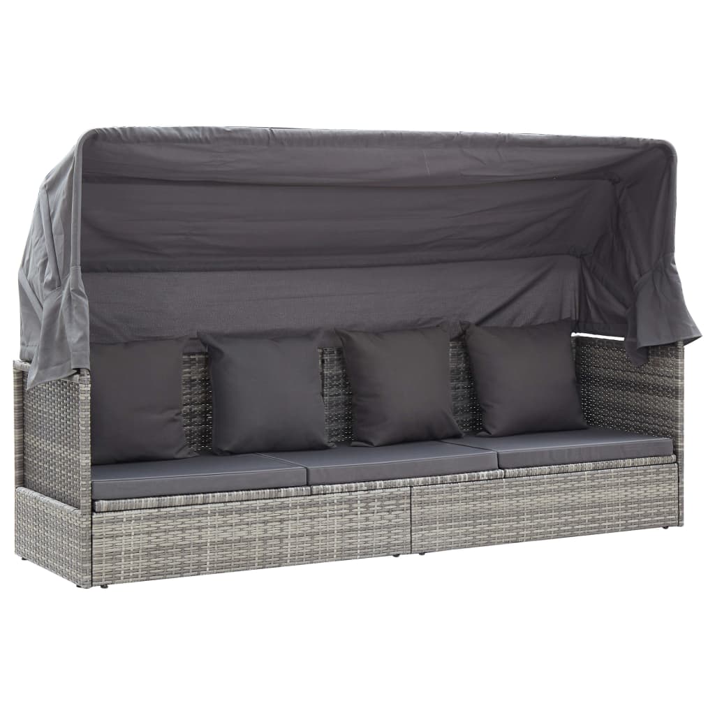 8719883868028_g_en_hd_3 vidaXL Garden Lounge Bed with Roof Mixed Grey Poly Rattan - Image 4