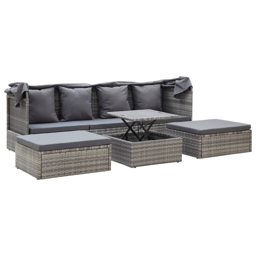 8719883868028_g_en_hd_4 vidaXL Garden Lounge Bed with Roof Mixed Grey Poly Rattan - Image 5