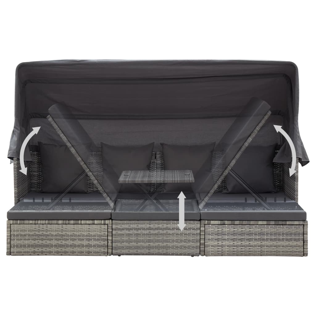 8719883868028_g_en_hd_5 vidaXL Garden Lounge Bed with Roof Mixed Grey Poly Rattan - Image 6