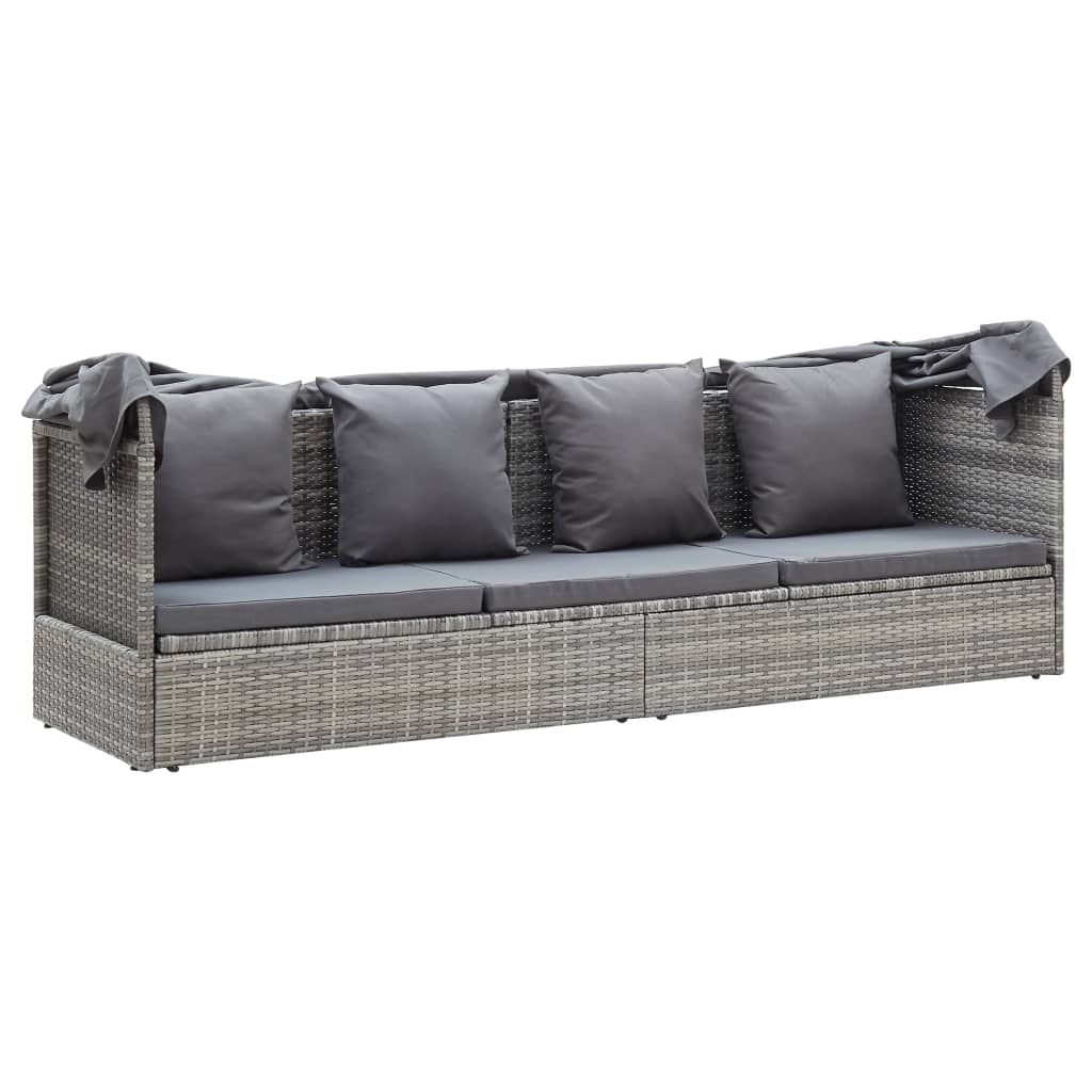 8719883868028_g_en_hd_7 vidaXL Garden Lounge Bed with Roof Mixed Grey Poly Rattan - Image 8