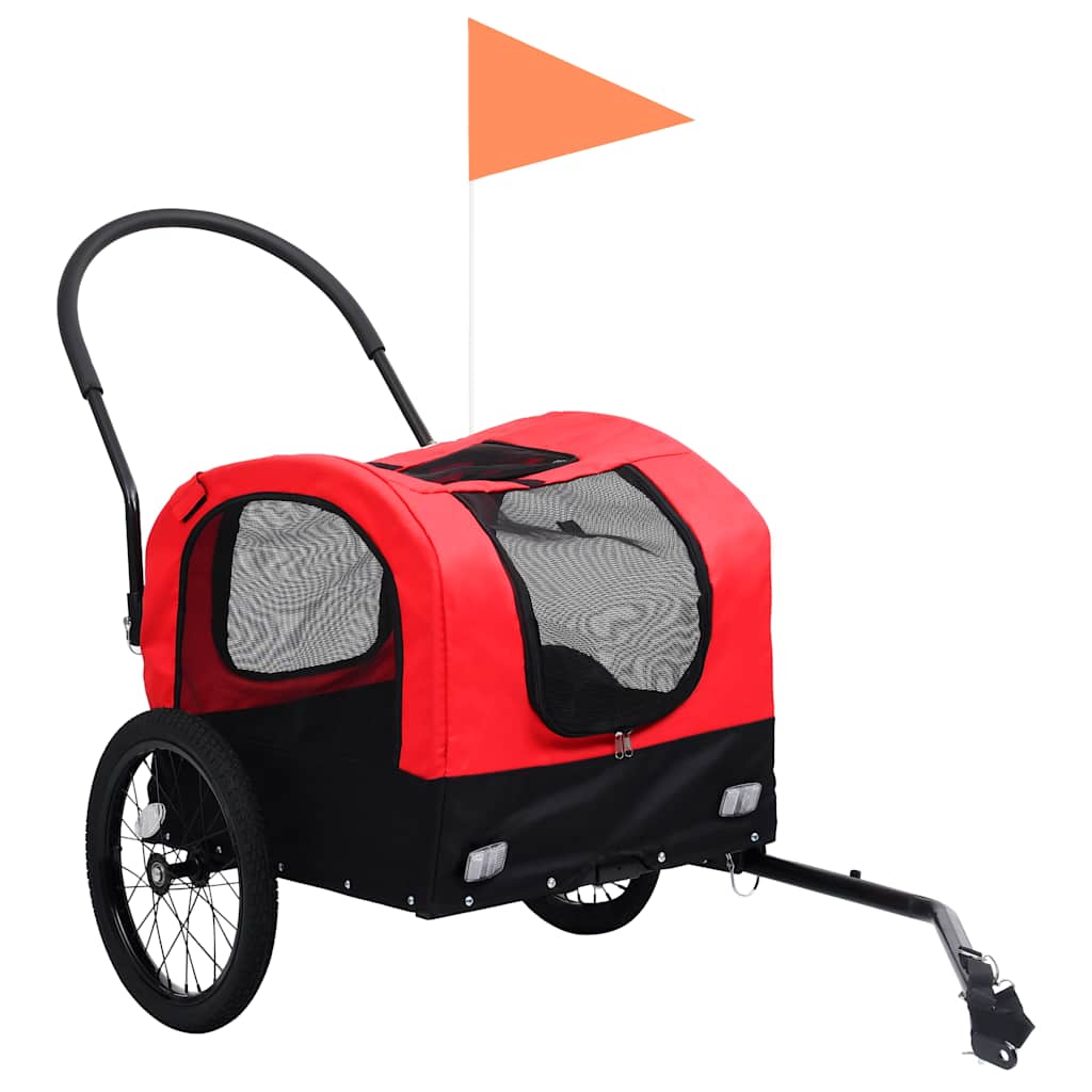 8719883868813_g_en_hd_1 vidaXL 2-in-1 Pet Bike Trailer & Jogging Stroller Red and Black - Image 2