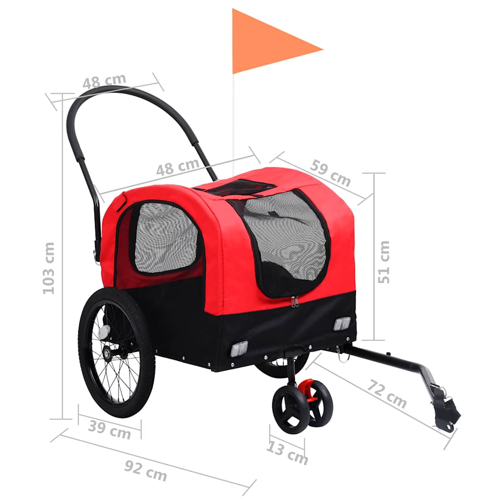 8719883868813_g_en_hd_10 vidaXL 2-in-1 Pet Bike Trailer & Jogging Stroller Red and Black - Image 11