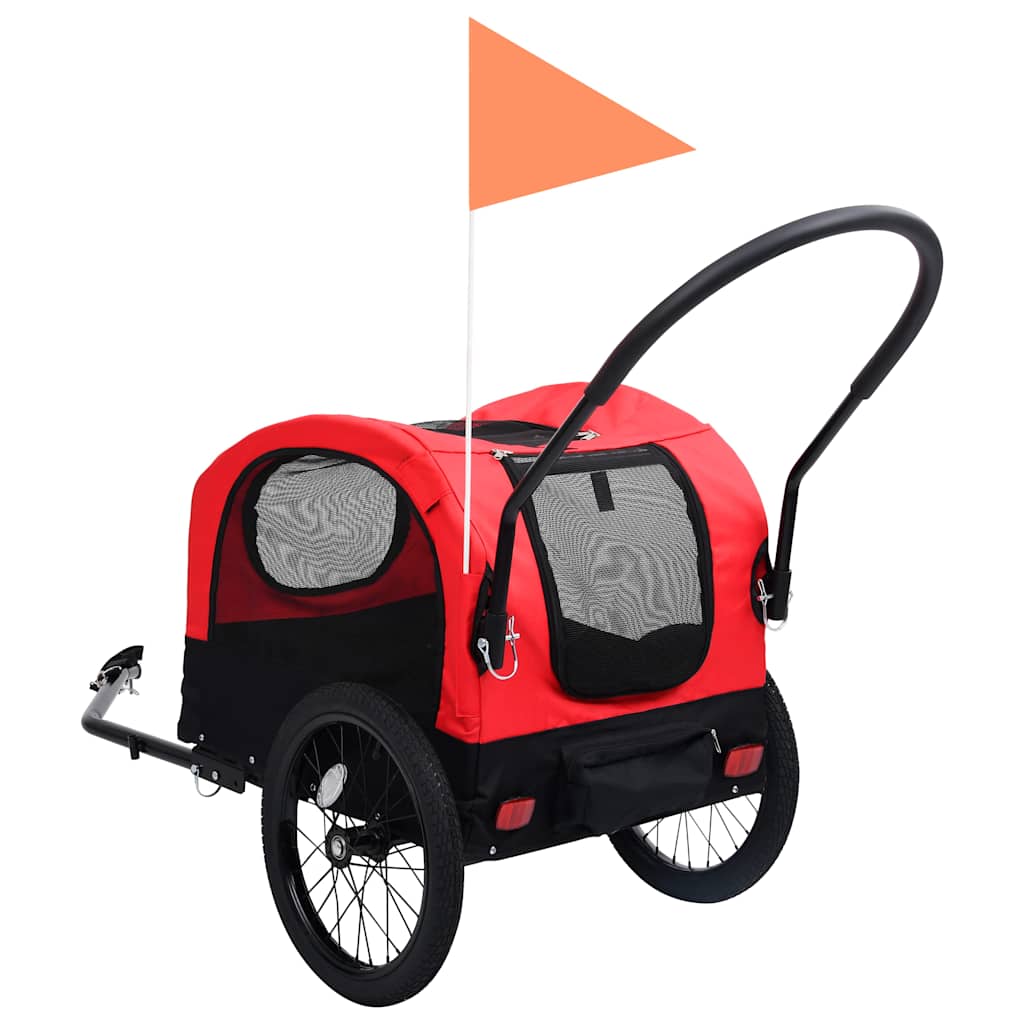 8719883868813_g_en_hd_4 vidaXL 2-in-1 Pet Bike Trailer & Jogging Stroller Red and Black - Image 5