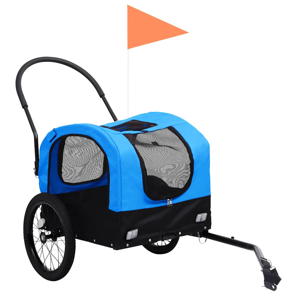 8719883868820_g_en_hd_1 vidaXL 2-in-1 Pet Bike Trailer and Jogging Stroller Blue and Black - Image 2