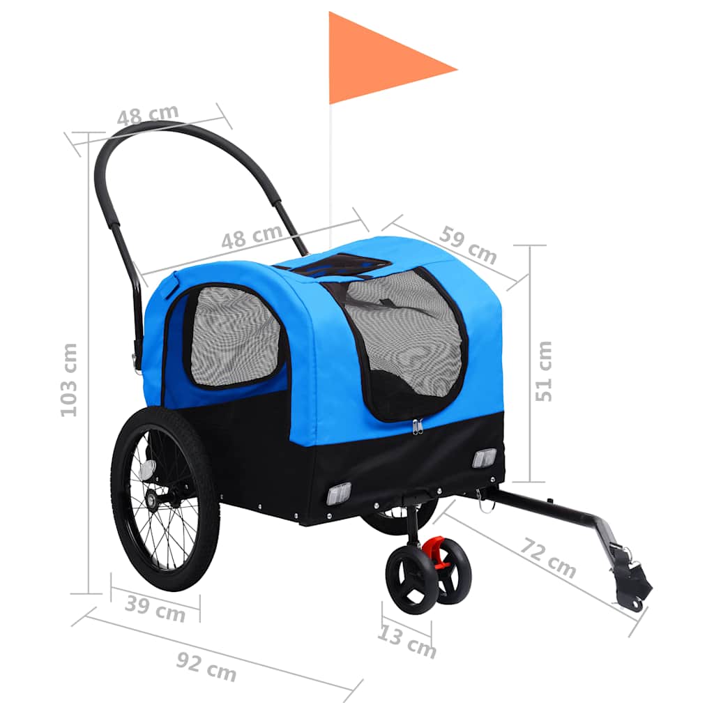 8719883868820_g_en_hd_10 vidaXL 2-in-1 Pet Bike Trailer and Jogging Stroller Blue and Black - Image 11