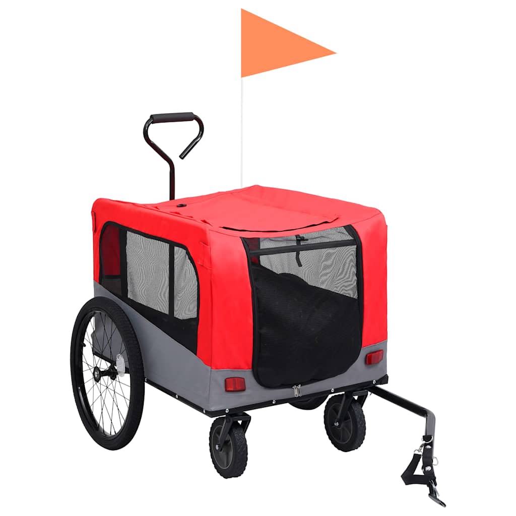 8719883868844_g_en_hd_1 vidaXL 2-in-1 Pet Bike Trailer and Jogging Stroller Red and Grey - Image 2