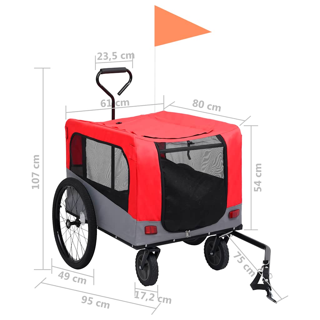 8719883868844_g_en_hd_10 vidaXL 2-in-1 Pet Bike Trailer and Jogging Stroller Red and Grey - Image 11