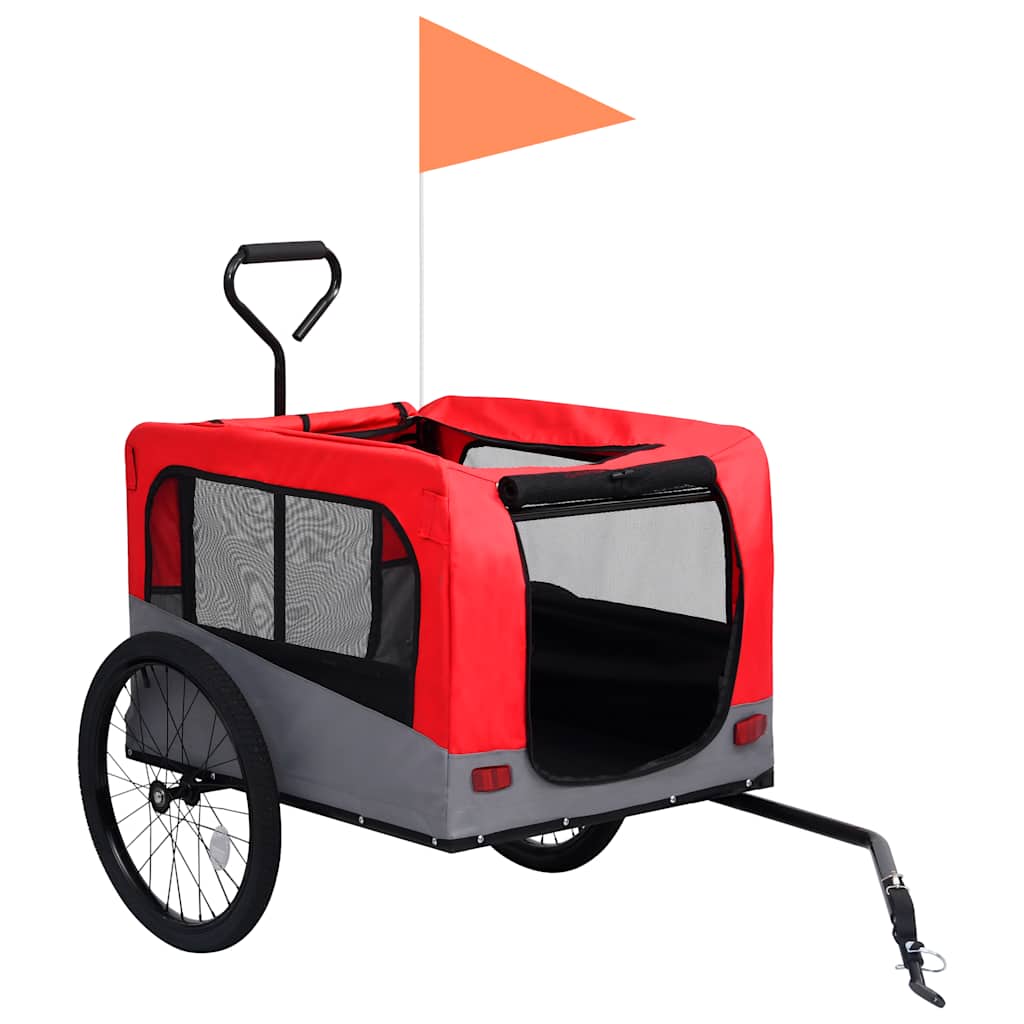 8719883868844_g_en_hd_2 vidaXL 2-in-1 Pet Bike Trailer and Jogging Stroller Red and Grey - Image 3